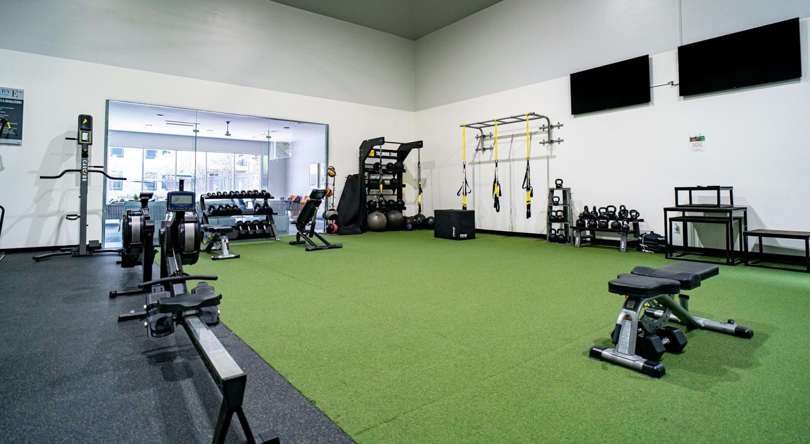 Quick access to state-of-the-art amenities large fitness center with ample equipment