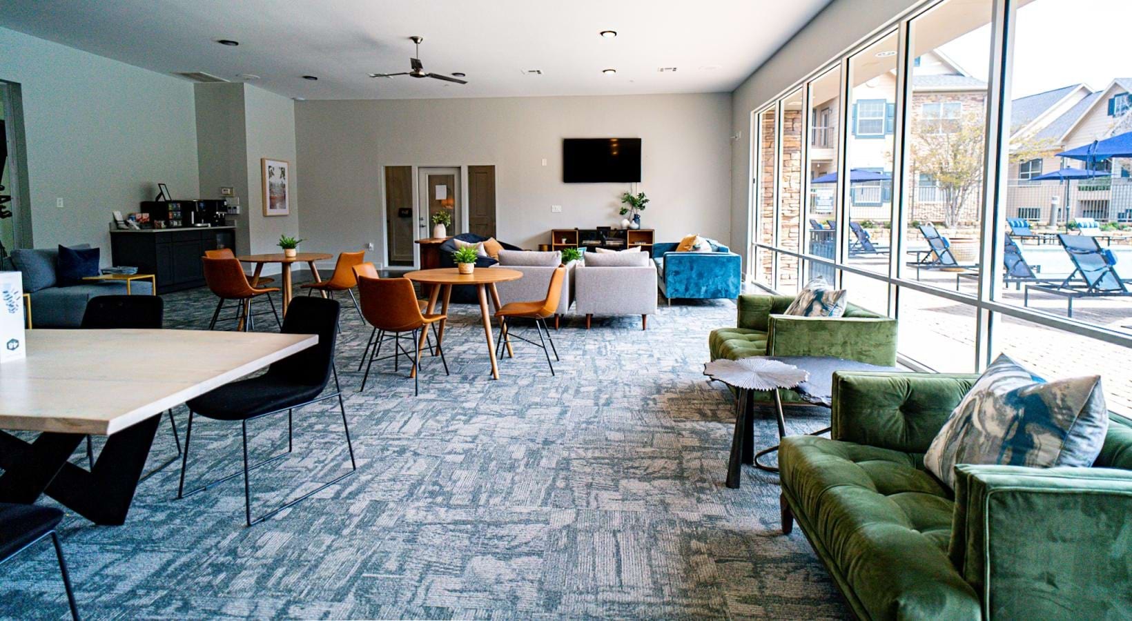 Access to resident-only features variety of seating areas in open clubhouse